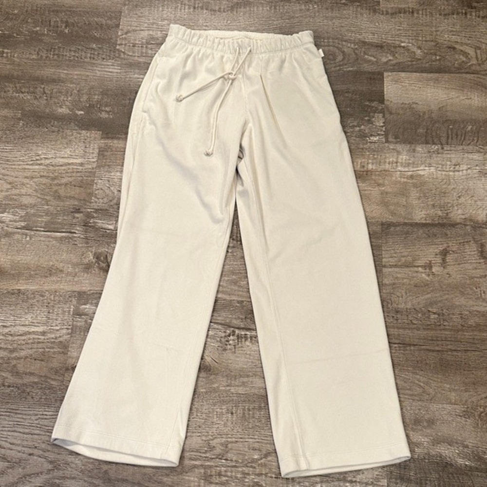 YPB Abercrombie & Fitch Cream Ribbed Wide Leg‎ Drawstring Lounge Pants XS